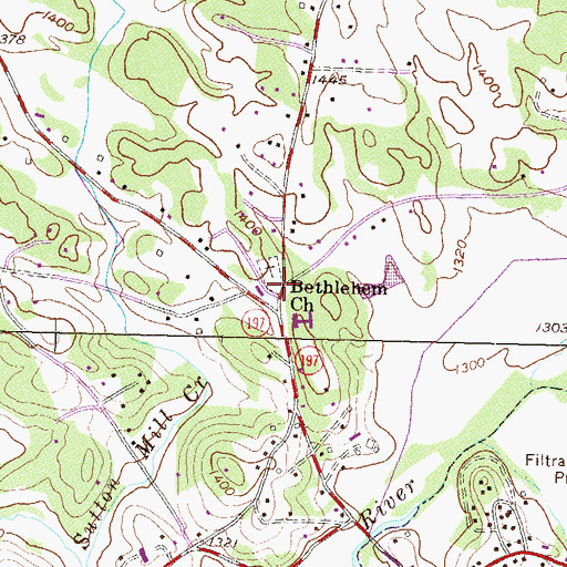 Topographic Map of Bethlehem Church, GA
