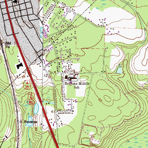 Topographic Map of Bethone Middle School, GA