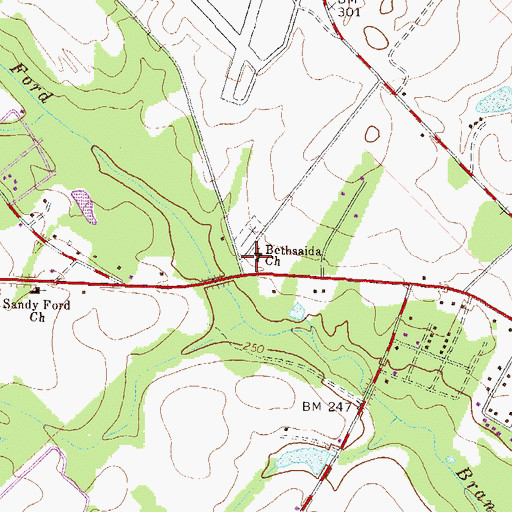 Topographic Map of Bethsaida Church, GA