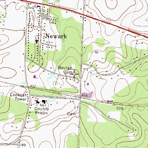 Topographic Map of Beulah Cemetery, GA
