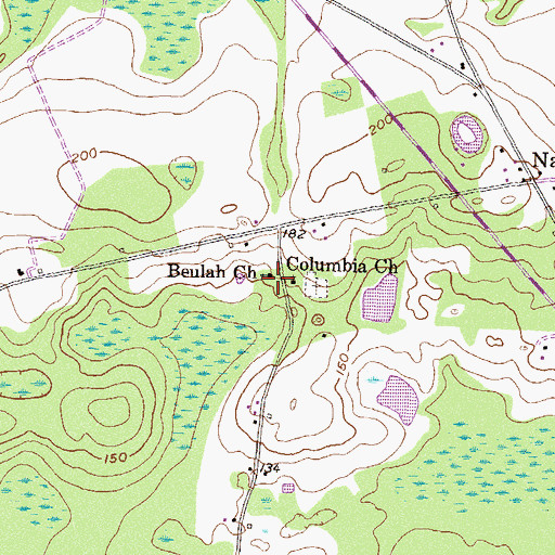 Topographic Map of Beulah Church, GA