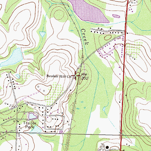 Topographic Map of Beulah Hill Church, GA