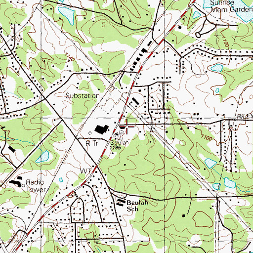 Topographic Map of Beulah School, GA