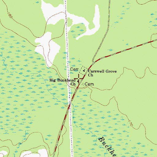 Topographic Map of Big Buckhead Baptist Church, GA
