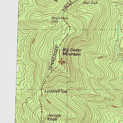 Topographic Map of Big Cedar Mountain, GA