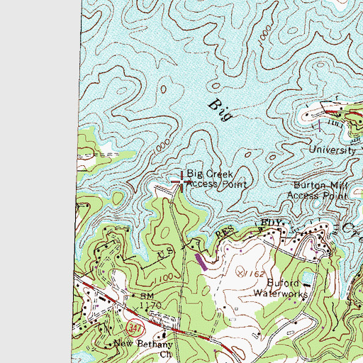 Topographic Map of Big Creek Access Point, GA