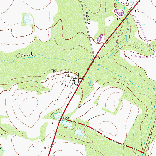 Topographic Map of Big Creek Church, GA