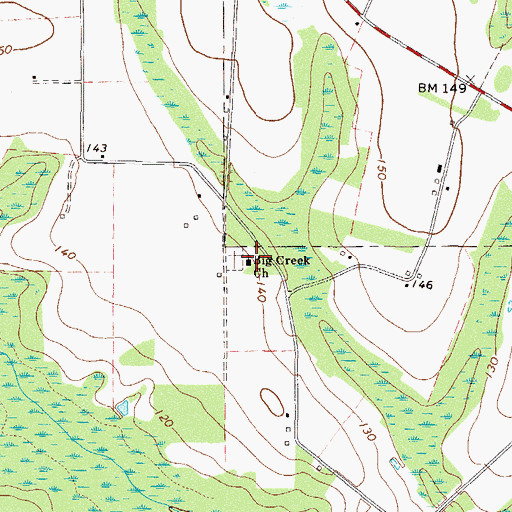 Topographic Map of Big Creek Primitive Baptist Church, GA