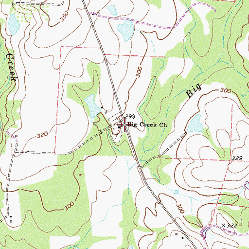 Topographic Map of Big Creek Church, GA
