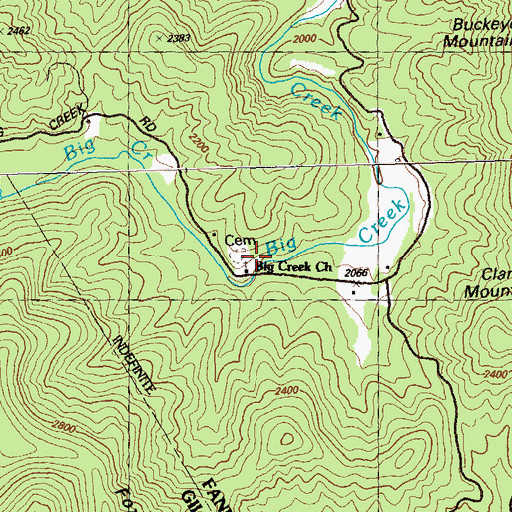 Topographic Map of Big Creek Church, GA