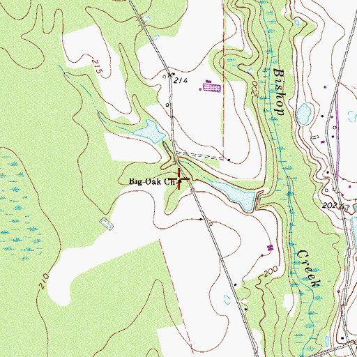 Topographic Map of Big Oak Church, GA