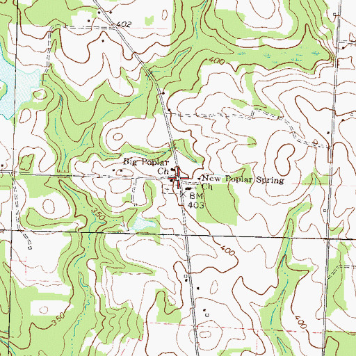 Topographic Map of Big Poplar Church, GA