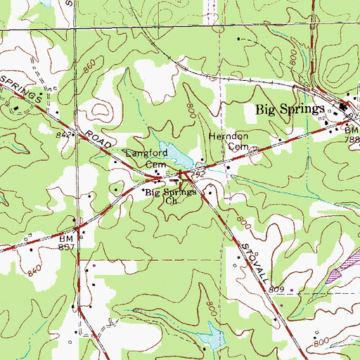 Topographic Map of Big Springs Church, GA
