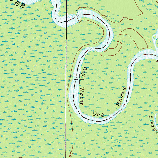 Topographic Map of Big Water Oak Round, GA