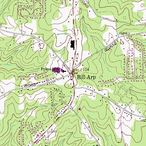 Topographic Map of Bill Arp, GA