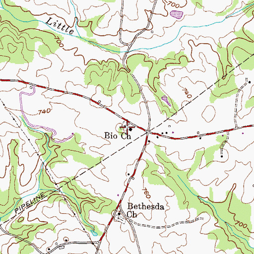 Topographic Map of Bio Church, GA