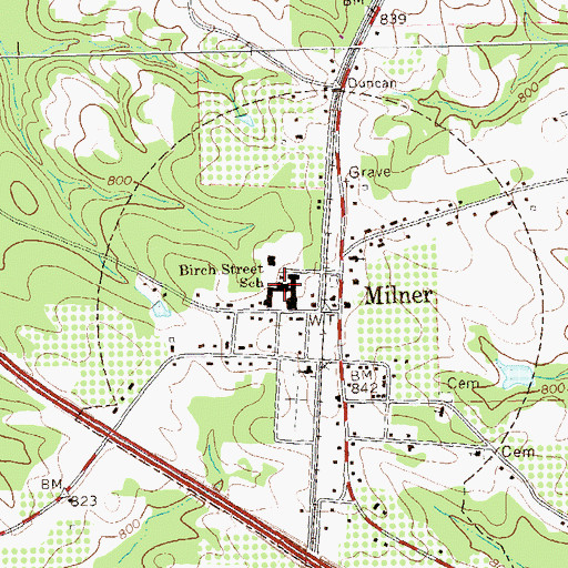 Topographic Map of Birch Street School, GA