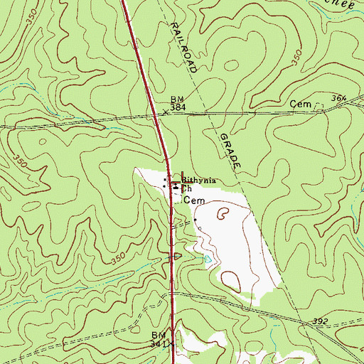 Topographic Map of Bithyria Primitive Baptist Church, GA
