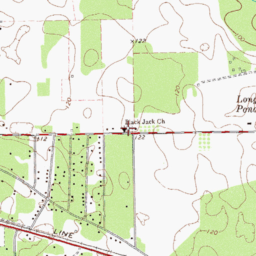 Topographic Map of Black Jack Church, GA