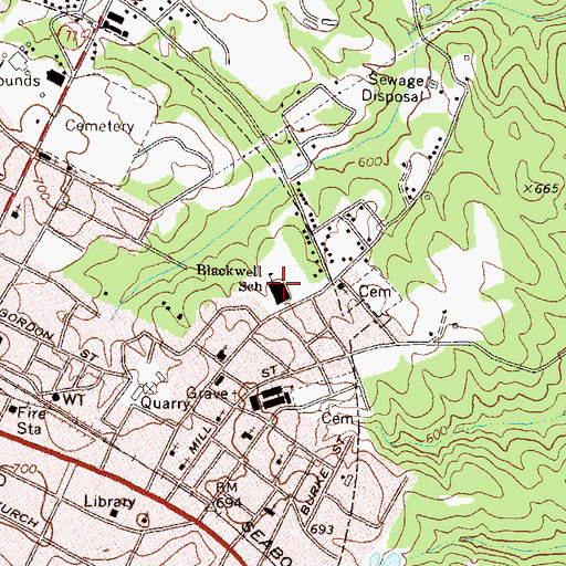 Topographic Map of Blackwell Elementary School, GA