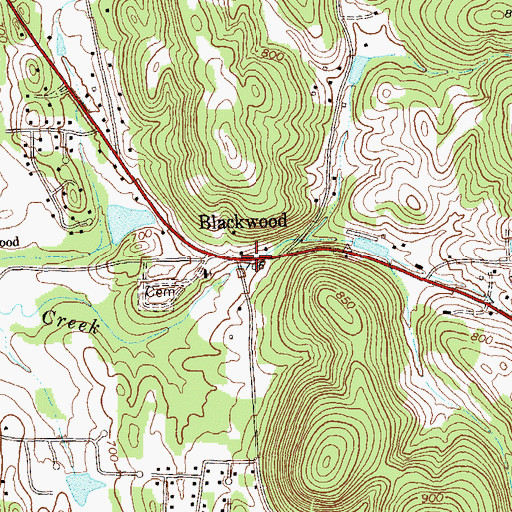 Topographic Map of Blackwood, GA