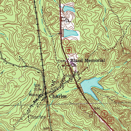 Topographic Map of Bland Memorial Church, GA