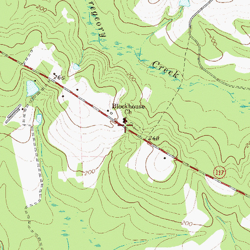 Topographic Map of Blockhouse Church, GA