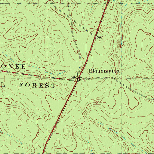 Topographic Map of Blountsville, GA