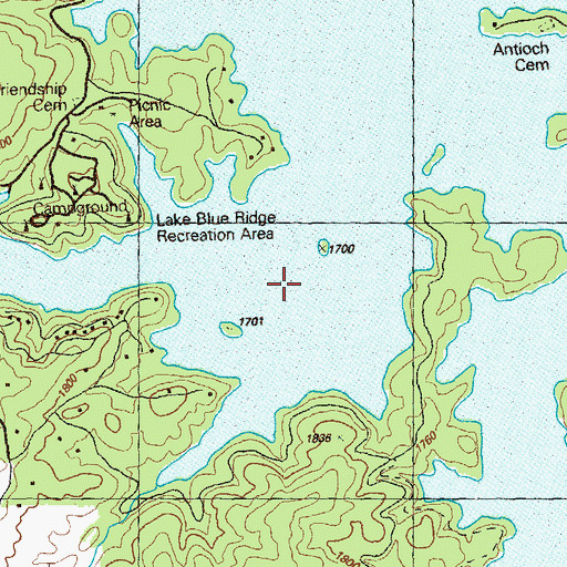 Topographic Map of Blue Ridge Lake, GA