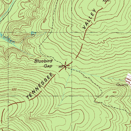 Topographic Map of Bluebird Gap, GA
