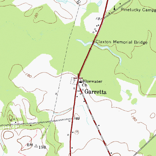 Topographic Map of Bluewater Church, GA