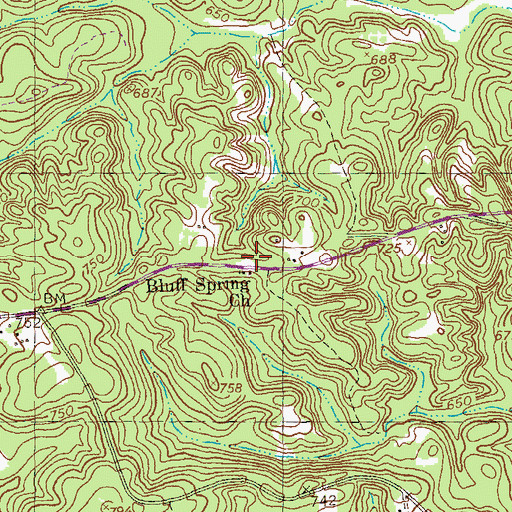 Topographic Map of Bluff Spring Church, GA