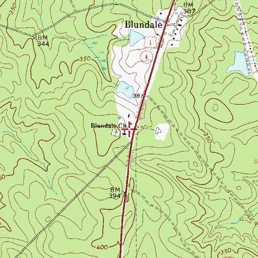 Topographic Map of Blundale Church, GA
