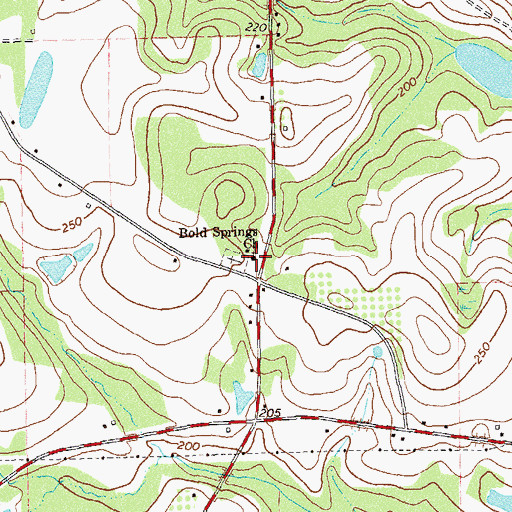 Topographic Map of Bold Springs Church, GA