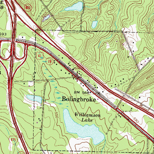 Topographic Map of Bolingbroke, GA