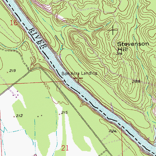 Topographic Map of Bon Acre Landing, GA