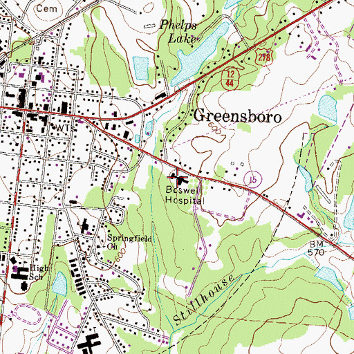 Topographic Map of Boswell Hospital, GA