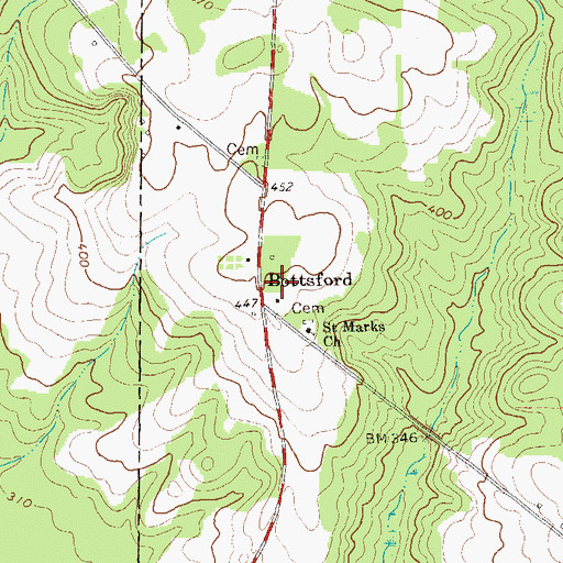 Topographic Map of Bottsford, GA