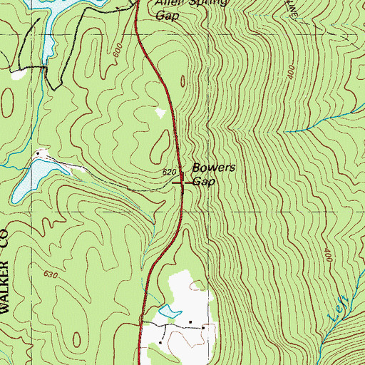 Topographic Map of Bowers Gap, GA