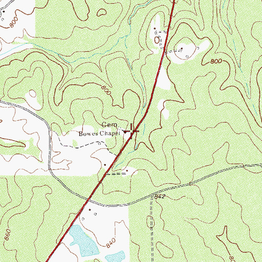 Topographic Map of Bowes Chapel, GA