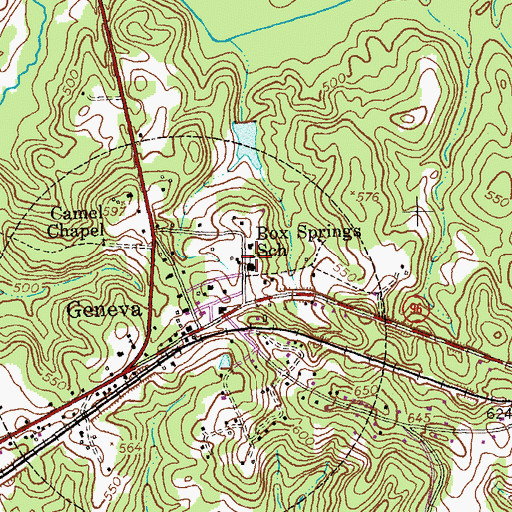 Topographic Map of Box Spring School, GA