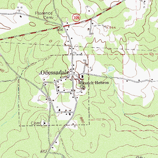 Topographic Map of Branch Hebron Church, GA