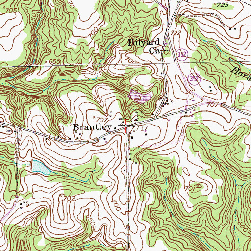 Topographic Map of Brantley, GA