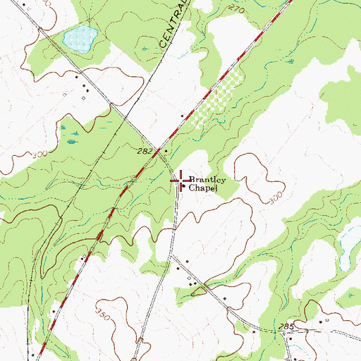 Topographic Map of Brantley Chapel, GA