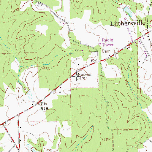 Topographic Map of Braswell Cemetery, GA