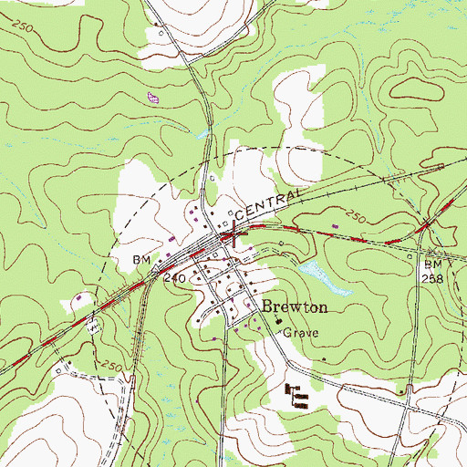 Topographic Map of Brewton, GA
