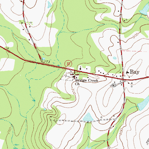 Topographic Map of Bridge Creek Primitive Baptist Church, GA