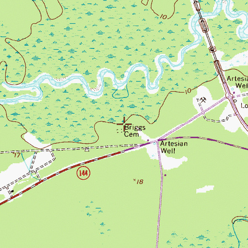 Topographic Map of Briggs Cemetery, GA