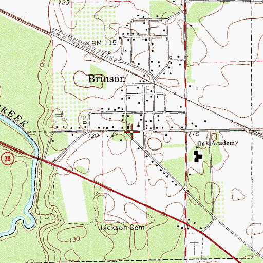 Topographic Map of Brinson, GA