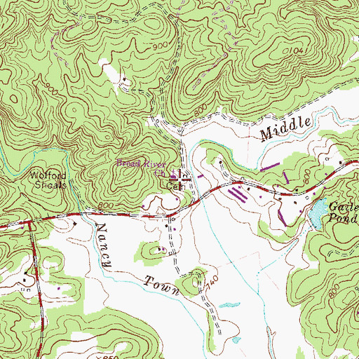 Topographic Map of Broad River Church, GA